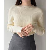 アイボリー | mipiarl  袖口スリットリブニット | JUNOAH