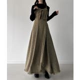 ダークベージュ | mipiarl  薄手ツイードフロントリボンラッフルキャミワンピース | JUNOAH