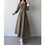 グレージュ | mipiarl  バイカラーコーデュロイフレアワンピース | JUNOAH