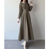 mipiarl  バイカラーコーデュロイフレアワンピース | JUNOAH | 詳細画像4 