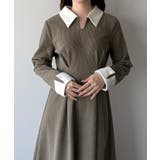 mipiarl  バイカラーコーデュロイフレアワンピース | JUNOAH | 詳細画像7 