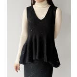 ブラック | mipiarl バックリボンペプラムニット+IラインニットスカートSET | JUNOAH