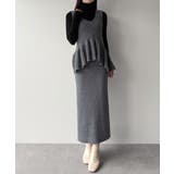 mipiarl バックリボンペプラムニット+IラインニットスカートSET | JUNOAH | 詳細画像6