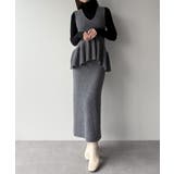 mipiarl バックリボンペプラムニット+IラインニットスカートSET | JUNOAH | 詳細画像7