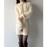 mipiarl  ショートシャギーカーディガン＋ミニリブニットワンピースＳＥＴ | JUNOAH | 詳細画像1 