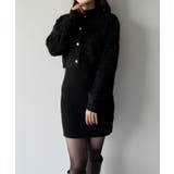 mipiarl  ショートシャギーカーディガン＋ミニリブニットワンピースＳＥＴ | JUNOAH | 詳細画像10 