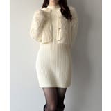 アイボリー | mipiarl  ショートシャギーカーディガン＋ミニリブニットワンピースＳＥＴ | JUNOAH