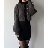 チャコール | mipiarl  ショートシャギーカーディガン＋ミニリブニットワンピースＳＥＴ | JUNOAH