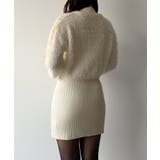 mipiarl  ショートシャギーカーディガン＋ミニリブニットワンピースＳＥＴ | JUNOAH | 詳細画像3 