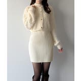 mipiarl  ショートシャギーカーディガン＋ミニリブニットワンピースＳＥＴ | JUNOAH | 詳細画像4 