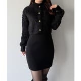 mipiarl  ショートシャギーカーディガン＋ミニリブニットワンピースＳＥＴ | JUNOAH | 詳細画像8 