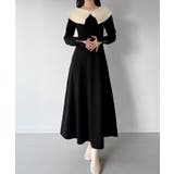 ブラックホワイト | mipiarl  クラシカルカラーフレアニットワンピース | JUNOAH