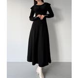 ブラック | mipiarl  クラシカルカラーフレアニットワンピース | JUNOAH