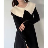 mipiarl  クラシカルカラーフレアニットワンピース | JUNOAH | 詳細画像4 