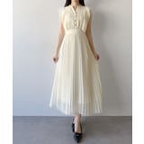 アイボリー | mipiarl  ラッフルピンタックプリーツワンピース | JUNOAH