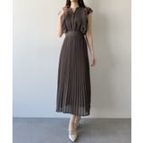 チャコール | mipiarl  ラッフルピンタックプリーツワンピース | JUNOAH