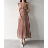 ピンクベージュ | mipiarl  ラッフルピンタックプリーツワンピース | JUNOAH
