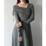 チャコール | mipiarl  2wayネックドレープフレアニットワンピース | JUNOAH