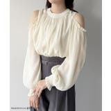 mipiarl  オフショルシアーギャザーブラウス | JUNOAH | 詳細画像2 