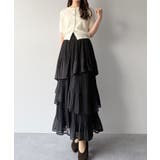 mipiarl  ランダムヘムプリーツティアードスカート | JUNOAH | 詳細画像10 