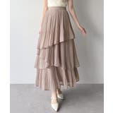 ピンクベージュ | mipiarl  ランダムヘムプリーツティアードスカート | JUNOAH