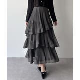 チャコール | mipiarl  ランダムヘムプリーツティアードスカート | JUNOAH