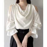 ホワイト | mipiarl  キャンディースリーブドレープブラウス | JUNOAH