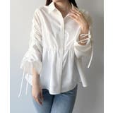 ホワイト | mipiarl  ドロストギャザースリーブシャツチュニック | JUNOAH