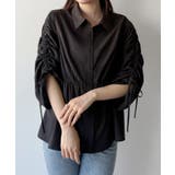 mipiarl  ドロストギャザースリーブシャツチュニック | JUNOAH | 詳細画像6 