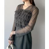 mipiarl  チュールフリルブラウス＋IラインキャミワンピースSET | JUNOAH | 詳細画像11 