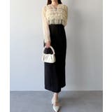 ブラック | mipiarl  チュールフリルブラウス＋IラインキャミワンピースSET | JUNOAH