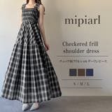 mipiarl  チェック柄フリルショルダーワンピース | JUNOAH | 詳細画像1 