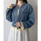 ライトブルー | mipiarl  ヘムフリルデニムジャケット | JUNOAH