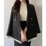 ブラック | mipiarl  ヘムフリルレーヤードジャケット | JUNOAH