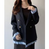 ネイビー | mipiarl  ヘムフリルレーヤードジャケット | JUNOAH