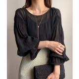 ブラック | シャーリングキャンディースリープシアーブラウス | JUNOAH