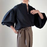 ブラック | ハーフジップブラウス | JUNOAH