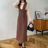 モカ | 【取り外し可能】Vネックベルトジャンパースカート | JUNOAH