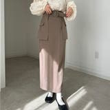 モカ | 【取り外し可能】ラップベルトIラインスカート | JUNOAH