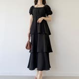 ブラック | 2wayオフショルティアードワンピース | JUNOAH