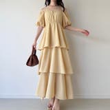 イエロー | 2wayオフショルティアードワンピース | JUNOAH