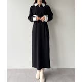 バイカラーコーデュロイタイトワンピース | JUNOAH | 詳細画像1 