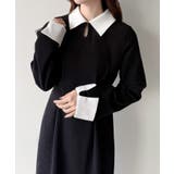 ブラック | バイカラーコーデュロイタイトワンピース | JUNOAH