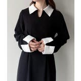 バイカラーコーデュロイタイトワンピース | JUNOAH | 詳細画像4 