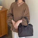 モカ | Vネッククロスリボンタックトップス | JUNOAH