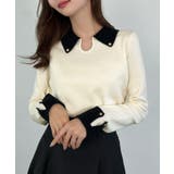 アイボリー | バイカラーニットトップス | JUNOAH