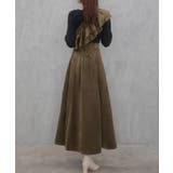 サッシュ付きベロアドッキングニットワンピース | JUNOAH | 詳細画像12