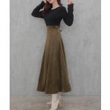 サッシュ付きベロアドッキングニットワンピース | JUNOAH | 詳細画像13