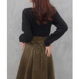 サッシュ付きベロアドッキングニットワンピース | JUNOAH | 詳細画像15