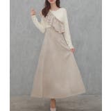 アイボリー | サッシュ付きベロアドッキングニットワンピース | JUNOAH